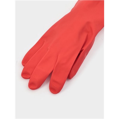 Перчатки хозяйственные Доляна, размер M, 38 см, длинные манжеты, латексные, красные