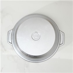 Жаровня KUKMARA, 3 л, d=26 см, h=9 см, стеклянная крышка, литой алюминий, серебристая