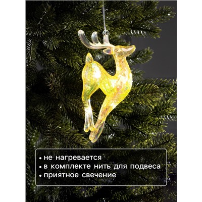 Ёлочная игрушка светодиодная «Олень», 19×8 см, 5 LED, от батареек ААх2, свечение тёплое белое