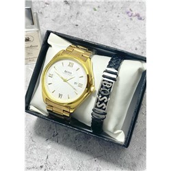 Подарочный набор для мужчины часы и браслет + коробка #22853367