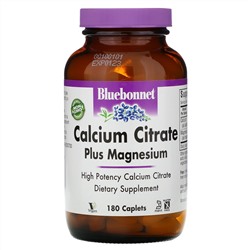 Bluebonnet Nutrition, цитрат кальция с магнием, 180 капсул