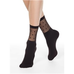 Полиамидные CONTE FANTASY Удлиненные носки с прозрачным верхом в горошек