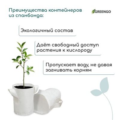 Контейнер с ручками, 18 × 21 см, 4 л, спанбонд, плотность 130 г/м², Greengo