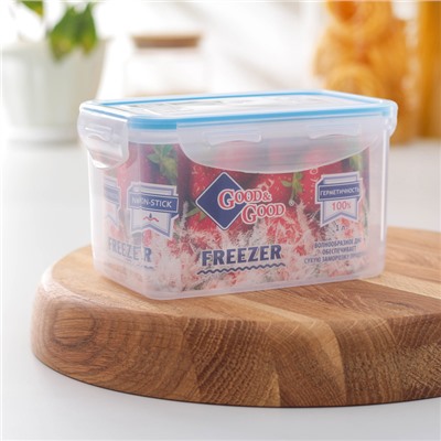 Контейнер пищевой Good & Good, 1 л, с герметичной крышкой, пластик, прозрачный