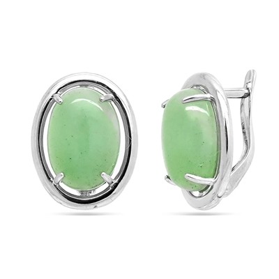 Серьги из серебра нефрит, СПН2054