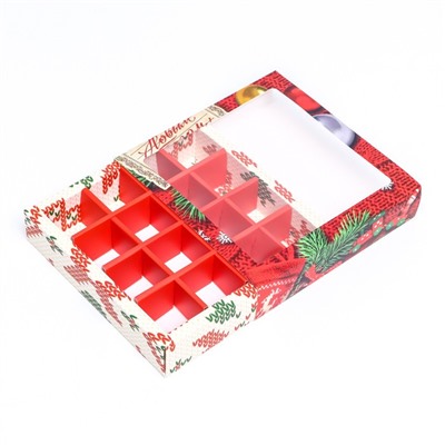 Коробка под 16 конфет «Новогодняя», 17.5×17.5×3.5 см