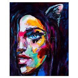 Холсты с красками 40х50 по номерам (в коробке) (30цв)"Девушка с ушками"