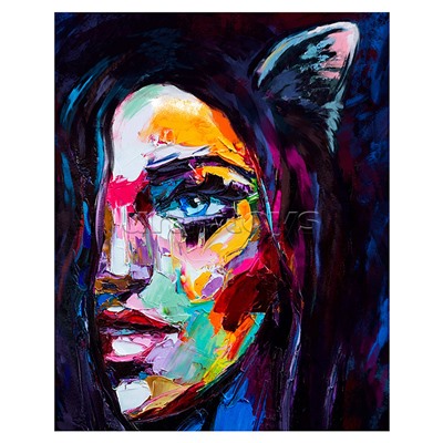 Холсты с красками 40х50 по номерам (в коробке) (30цв)"Девушка с ушками"