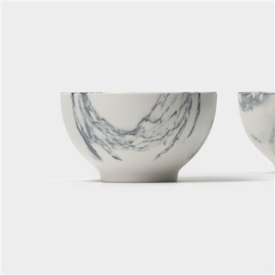 Салатники Magistro Real Marble, 380 мл, 11.6×6.5 см, набор 2 шт., фарфор, белые