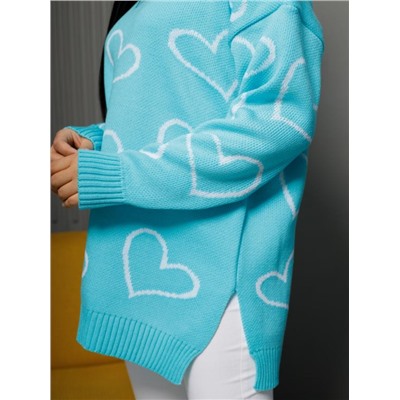 Джемпер удлиненный "Сердца"