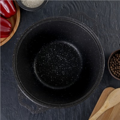 Кастрюля KUKMARA, 4 л, d=24 см, h=13.5 см, стеклянная крышка, антипригарное покрытие, литой алюминий, тёмно-серая