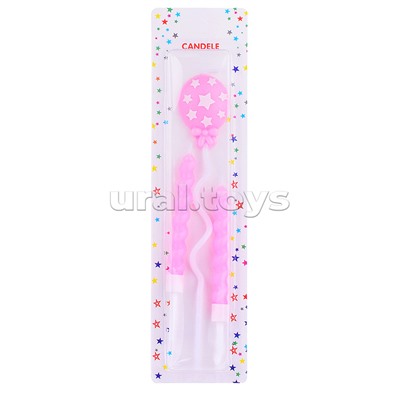 Набор свечей праздничных "Шарик" розовый