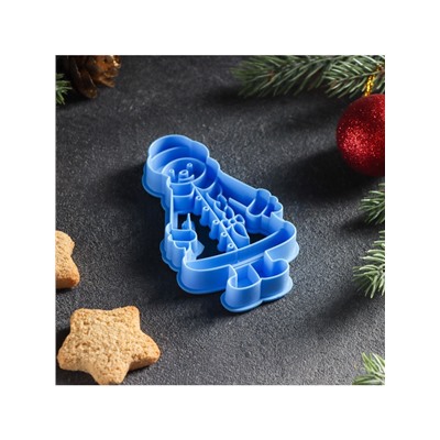 Форма для печенья новогодняя «Снегурочка», вырубка, штамп, 10×5.9×1.4 см, пластик, голубая
