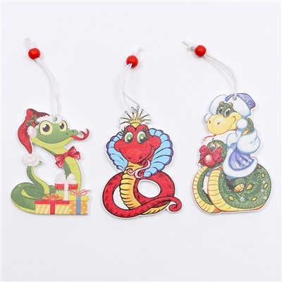 Елочные игрушки в деревянной подарочной упаковке, 9 шт.