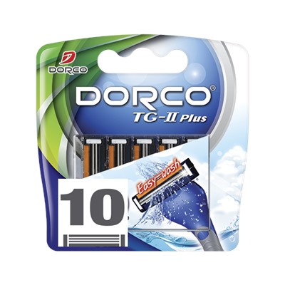 Кассеты для бритвы DORCO TG-II Plus (10 шт.) (крепеж типа Dʤɪˈlett СЛАЛОМ), TNA 30100