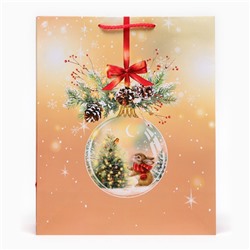 Пакет подарочный новогодний ламинированный «Стеклянный шар», 26×32×12 см