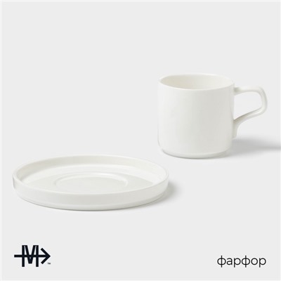 Чайная пара Magistro Modern, 220 мл, 15×15×8 см, фарфор, белая