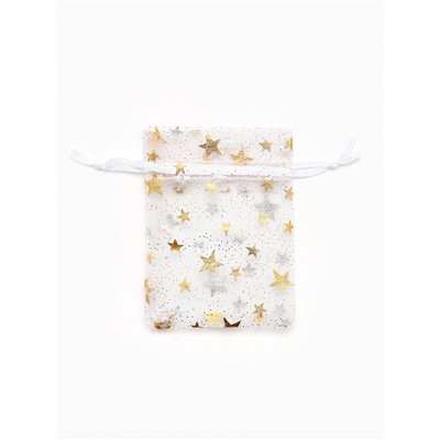 Мешочек подарочный «Звёздочки», 6.5×9 см, белый с золотом