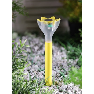 Садовый светильник «Цветок жёлтый», уличный, на солнечной батарее, 6×29×6 см, 1 LED, свечение белое