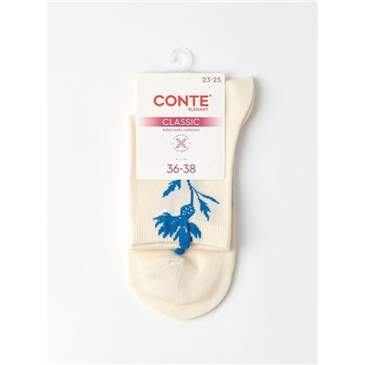 Классические CONTE CLASSIC Удлинённые носки женские из хлопка с пикотом «Василёк»