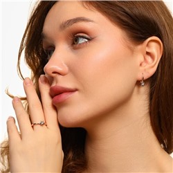 Комплект ювелирной бижутерии коллекция "Дубай" серьги и кольцо 17 р, покрытие позолота, вставка: фианиты, цвет: прозрачный, арт.213.528-17