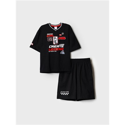 Комплект трикотажный для девочек: фуфайка (футболка), шорты