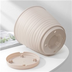 Горшок для цветов с поддоном Saffron, 2.6 л, d=17.6 см, h=16.2 см, пластиковый, бежевый