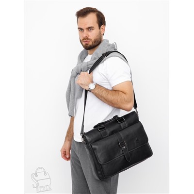 Портфель мужской кожаный 0066Z black Zinimsk