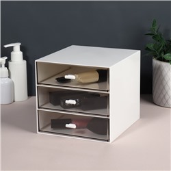 Органайзер для хранения BASIC, многоуровневый, 3 секции, 15.4×14.6×16.7 см, белый, прозрачный
