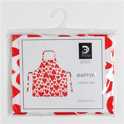 Фартук «Этель» Red hearts 60×65 см, 100% хлопок, саржа 190 г/м²