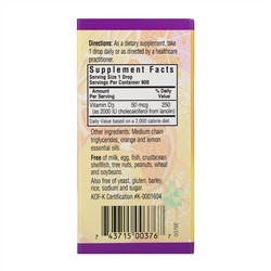 Bluebonnet Nutrition, Жидкий витамин D3 в каплях с натуральным цитрусовым вкусом, 2000 МЕ, 30 мл (1 жидкая унция)