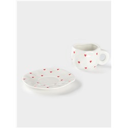 Чайная пара Доляна «Любовь», чашка 320 мл, блюдце d=16 см, ручная роспись, керамика, белая