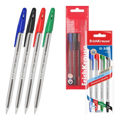 Набор ручек шариковых  4цв 44593 R-301 "Классика" ErichKrause