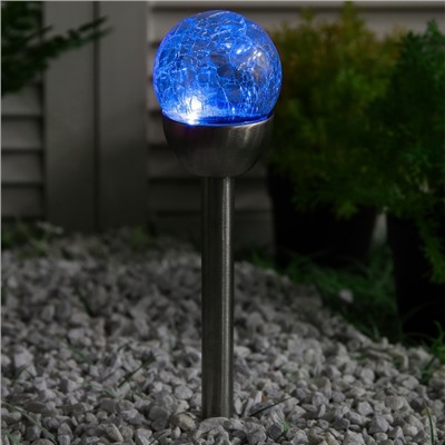Садовый светильник на солнечной батарее «Стеклянный шар», 6×36.5×6 см, 1 LED, свечение мульти (RGB)