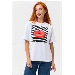 8506/1 Футболка женская оверсайз (Белый_губы)