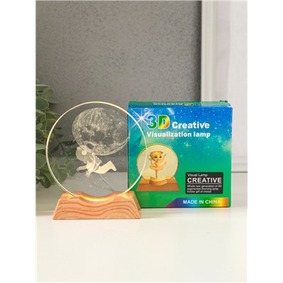 Световая фигурка стекло «Диск. Голограмма: Открытый космос», 5×LED, d=10 см, USB, 10×4×11.4 см