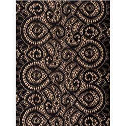 Кружевная эластичная ткань «Павлин», 180 мм, 23±1 м, чёрная