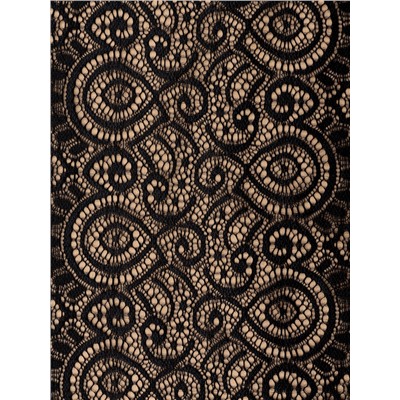 Кружевная эластичная ткань «Павлин», 180 мм, 23±1 м, чёрная