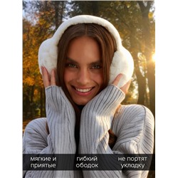 Меховые наушники складные женские MINAKU, белые, размер 54-58