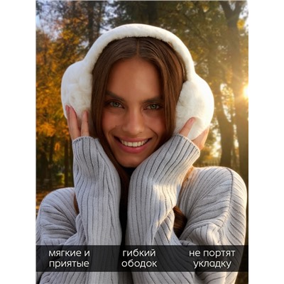 Меховые наушники складные женские MINAKU, белые, размер 54-58
