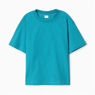 Футболка детская MINAKU: Basic line, бирюзовая, рост 122 см