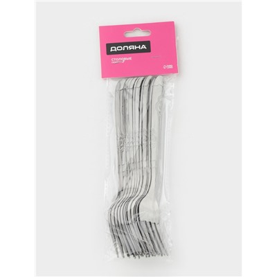 Вилки столовые Доляна «Венсель», длина 18 см, набор 12 шт., нержавеющая сталь, серебристые