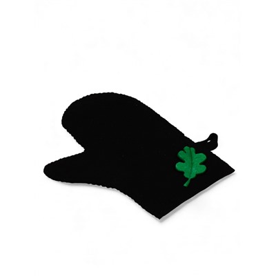 Рукавица для бани с аппликацией «Дубовый лист», полиэфир, чёрный