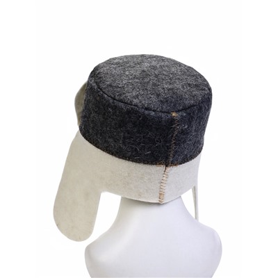 Шапка для бани и сауны, комбинированная «Ушанка», шерсть, полиэстер «Добропаровъ»