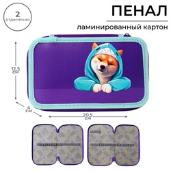 Пенал школьный, 2 секции, 12.5×20.5×4 см «Сиба»