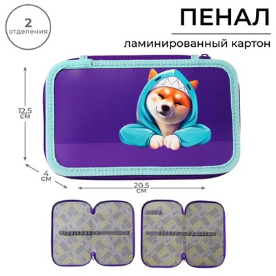 Пенал школьный, 2 секции, 12.5×20.5×4 см «Сиба»