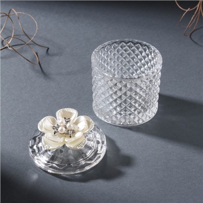 Шкатулка для украшений «Цветок пятилистник», стекло, 6×6×8.5 см