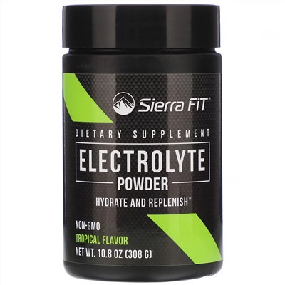 Sierra Fit, Порошок электролитов со вкусом тропических фруктов, 0 калорий, 308 г (10,8 унции)