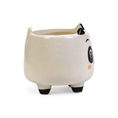 Декоративный горшок для цветов «Счастливая Панда», 200 мл, 8.3×7.2×7.7 см, керамический, на ножках, белый