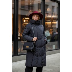 Зимняя удлиненная куртка с капюшоном, арт. 28135 (Черный)